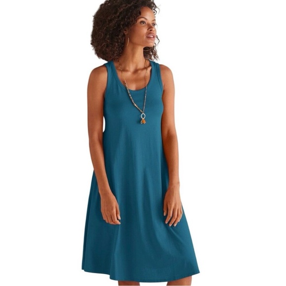 Soft Surroundings Dresses & Skirts - Soft Surroundings XL Teal Sleeveless Tunic Dress Pockets Stretch